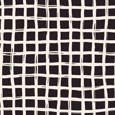 Elle çizilmiş Dikişsiz kareli desen. Mürekkep doodle grunge kılavuz allover desenle. Tartan ile grafik arka plan.