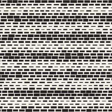 Siyah ve beyaz düzensiz kesik çizgiler desen. Modern soyut vektör sorunsuz arka plan. Şık kaotik çizgili Mozaik