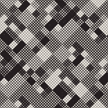 Modern şık noktalı resim doku. Rasgele boyutu kareler sonsuz arka plan. Vektör sorunsuz kaotik kareler desen.