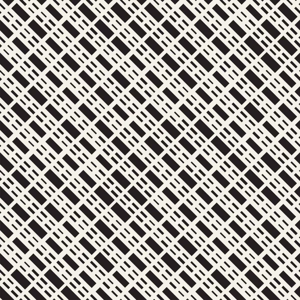 Schwarz und weiß unregelmäßige gestrichelte Linien Muster. modernen abstrakten Vektor nahtlosen Hintergrund. schicke chaotische Streifen Mosaik — Stockvektor