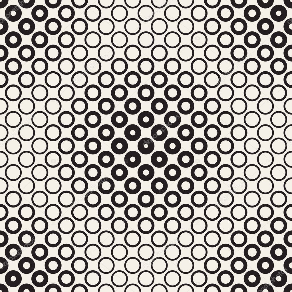 Abstract black and white pattern background. Seamless geometric circle halftone. Stylish modern texture