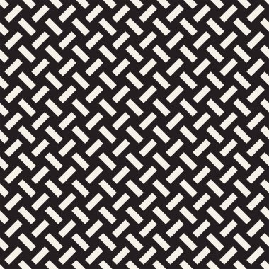 Vektör kesintisiz geometrik desen çapraz tarama. Grafik veya arka plan geçti. Damalı motif. Crosshatched hatlarının kesintisiz siyah beyaz doku. Kafes basit kumaş baskı.