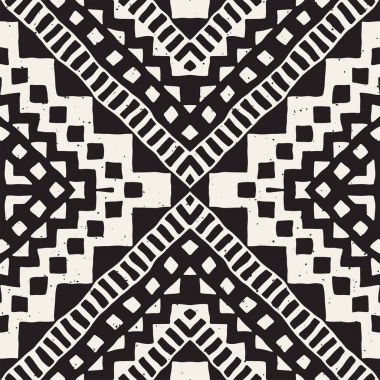 Elle çizilmiş Dikişsiz desen çizdi. Vektör aşiret tasarım arka plan. Etnik motif. Geometrik etnik Şerit çizgileri resimde. Sanat baskı, tekstil, duvar kağıdı, kağıt ambalaj için.