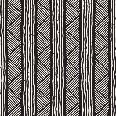 Elle çizilmiş stil etnik seamless modeli. Soyut geometrik döşeme arka plan siyah ve beyaz.