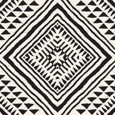 Elle çizilmiş Dikişsiz desen çizdi. Vektör aşiret tasarım arka plan. Etnik motif. Geometrik etnik Şerit çizgileri resimde. Sanat baskı, tekstil, duvar kağıdı, kağıt ambalaj için.