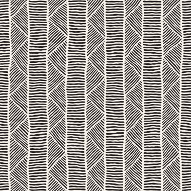 Elle çizilmiş stil etnik seamless modeli. Soyut geometrik döşeme arka plan siyah ve beyaz.