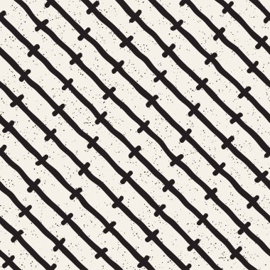 El ile Seamless Modeli hatları çizilmiş. Arka plan serbest fırça darbeleriyle. Siyah ve beyaz doku. Kağıt ambalaj için süsleme.