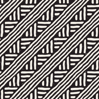 Elle çizilmiş stil etnik seamless modeli. Soyut geometrik döşeme arka plan siyah ve beyaz.