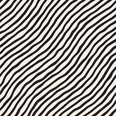 El ile Seamless Modeli dalgalar çizilmiş. Arka plan dalgalı fırça darbeleriyle. Siyah ve beyaz serbest doku hatları.