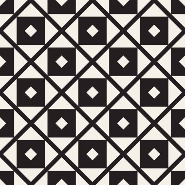 Sorunsuz oyma desen. Tekrarlanan kafes. Simetrik geometrik soyut duvar kağıdı. Kafes etnik motif. Vektör çizim