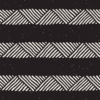 Elle çizilmiş stil etnik seamless modeli. Soyut geometrik döşeme arka plan siyah ve beyaz.