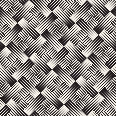 Vektör kesintisiz geometrik desen. Düzenli kiremitli süsleme. Tilig soyut arka çapraz. Modern yarı ton mozaik doku.