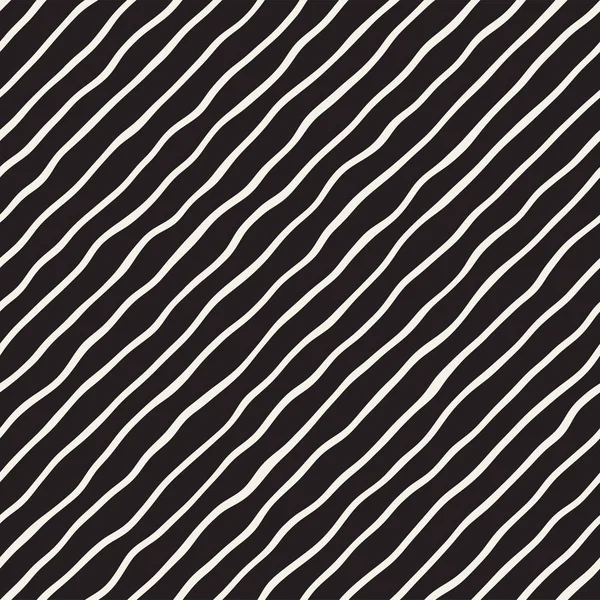 Patrón sin costuras con ondas dibujadas a mano. Fondo abstracto con pinceladas onduladas. Textura de líneas de mano libre en blanco y negro . — Vector de stock