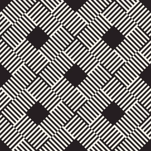 Modèle géométrique abstrait avec des rayures, des lignes. Un terrain d'attaque vectoriel sans faille. Texture treillis noir et blanc . — Image vectorielle