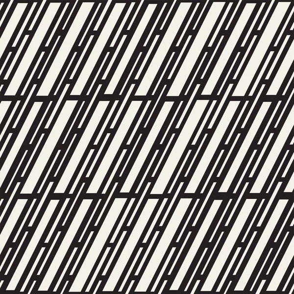Siyah ve beyaz düzensiz kesik çizgiler desen. Modern soyut vektör sorunsuz arka plan. Kaotik dikdörtgen çizgili Mozaik