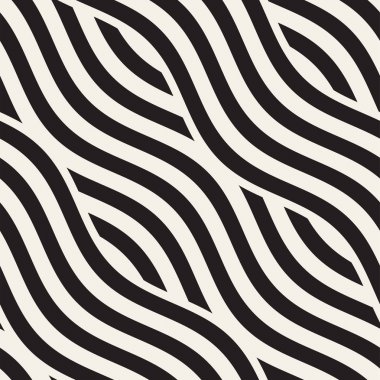 Dalgalı çizgilerle soyut geometrik desen. Titreşimli görüntüyü çizgili tasarım yuvarlanır. Sorunsuz vektör arka plan.