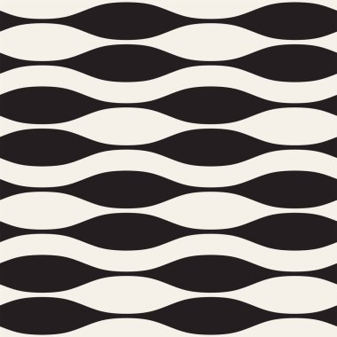 Dalgalı çizgiler vektör seamless modeli. Retro dalgalı doku. Geometrik çizgiler tek renkli tasarım.