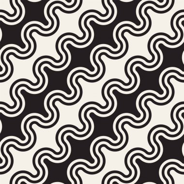 Sorunsuz dalgalı çizgi deseni. Yinelenen vektör doku. Şık çizgiler arka plan. Paralel dalgalar ile çağdaş grafik.