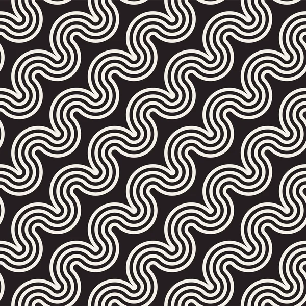 Sömlös våglinjer mönster. Upprepande vektor textur. Snygga ränder bakgrund. Modern grafik med parallella vågor. — Stock vektor