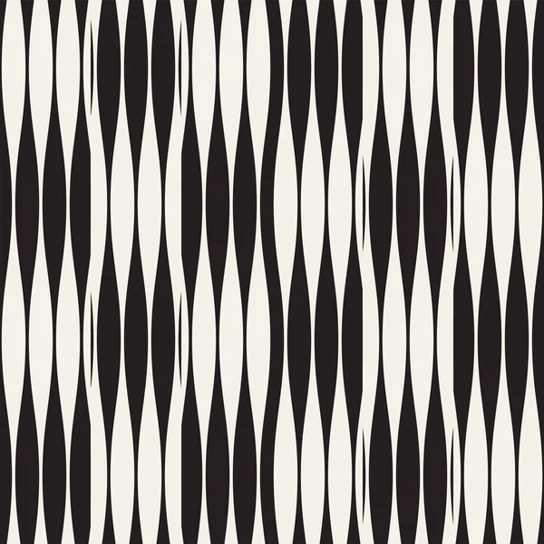 Vågiga ränder vektor sömlösa mönster. Retro vågig textur. Geometriska linjer monokrom design. — Stock vektor