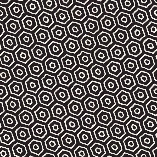Altıgen kafes ile Seamless Modeli siyah beyaz. Petek arka plan yaratıcı tek renkli el çekilmiş.