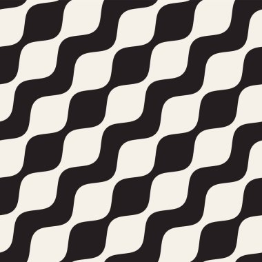 Dalgalı çizgiler vektör seamless modeli. Retro dalgalı doku. Geometrik çizgiler tek renkli tasarım.