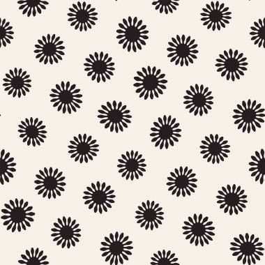 Vektör seamless modeli. Arka plan çiçek fırça darbeleriyle. Tek renkli elle çizilmiş doku