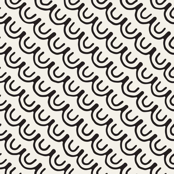 Tek renkli minimalist kabile seamless modeli arc hatları ile. Vektör arka plan üzerinde beyaz yuvarlak şerit Inky siyah sanat ile.