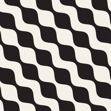Dalgalı çizgiler vektör seamless modeli. Retro dalgalı doku. Geometrik çizgiler tek renkli tasarım.
