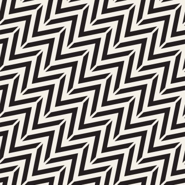Sorunsuz vektör desen. Soyut geometrik kafes arka plan. Ritmik zikzak yapısı. Chevron çizgilerle tek renkli doku.
