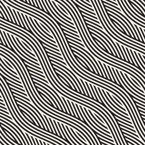 Patrón geométrico abstracto con líneas onduladas. Diseño de rayas redondeadas entrelazadas. Fondo de vector sin costura . — Vector de stock