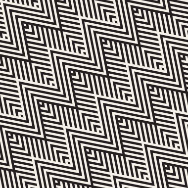 Soyut zikzak paralel çizgiler. Şık etnik süsleme. Vektör Seamless Modeli.