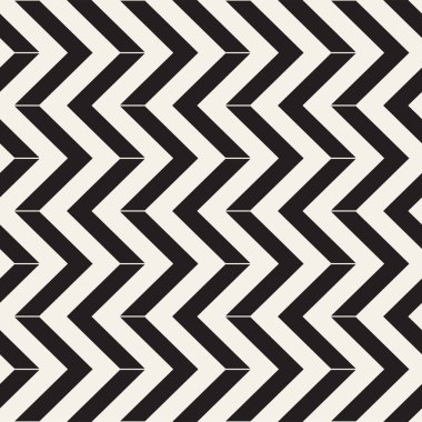 Sorunsuz vektör desen. Soyut geometrik kafes arka plan. Ritmik zikzak yapısı. Chevron çizgilerle tek renkli doku.