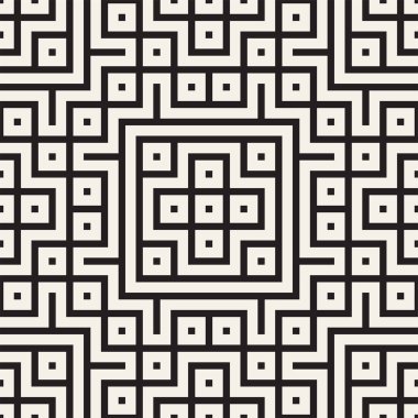 Simetrik çizgileri kafes ile geometrik etnik köken. Vektör soyut Seamless Modeli.