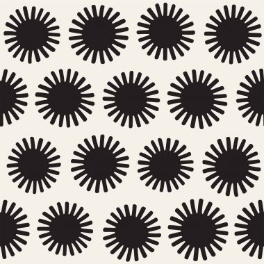 Vektör sorunsuz sunburst şekiller serbest desen. Arka plan yuvarlak fırça darbeleriyle. Elle çizilmiş doku
