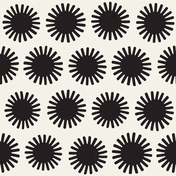 Vektör sorunsuz sunburst şekiller serbest desen. Arka plan yuvarlak fırça darbeleriyle. Elle çizilmiş doku
