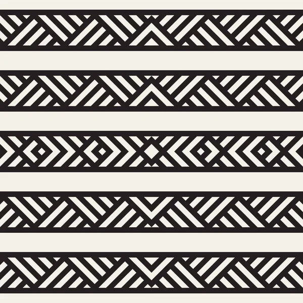 Şık çizgiler labirent kafes. Etnik tek renkli doku. Geometrik arka plan. Vektör sorunsuz siyah-beyaz desen.