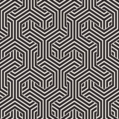 Vektör satırları desen titreşim sorunsuz. Altıgen kafes ile geometrik arka plan yinelenen.