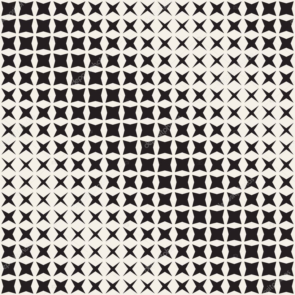 Geometric Seamless Star Shapes Pattern. Halftone Gradient Effect. Stylish Vector Illustration