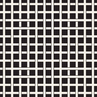 Seamless Modeli Örgü. Kesişen çizgiler kafes, arka plan örgü. Siyah ve beyaz geometrik vektör çizim.