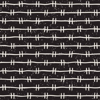 El ile Seamless Modeli hatları çizilmiş. Arka plan serbest fırça darbeleriyle. Siyah ve beyaz doku. Kağıt ambalaj için süsleme.