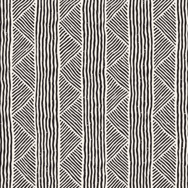 Elle çizilmiş stil etnik seamless modeli. Soyut geometrik döşeme arka plan siyah ve beyaz.