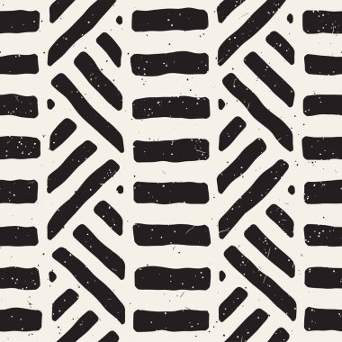 Elle çizilmiş stil etnik seamless modeli. Soyut geometrik döşeme arka plan siyah ve beyaz.