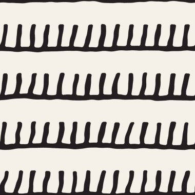 El ile Dikişsiz desen fırça darbeleriyle çizilmiş. Mürekkep doodle illüstrasyon. Geometrik tek renkli vektör desen.