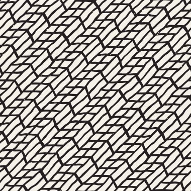 El ile Dikişsiz desen fırça darbeleriyle çizilmiş. Mürekkep doodle illüstrasyon. Geometrik tek renkli vektör desen.