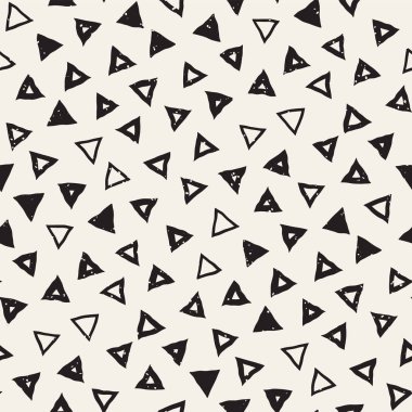 El çekilmiş siyah beyaz mürekkep soyut seamless modeli. Vektör şık grunge doku. Tek renkli şekiller boya fırça satırları dağınık