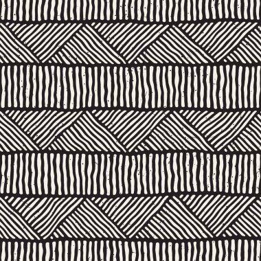 Elle çizilmiş stil etnik seamless modeli. Soyut geometrik döşeme arka plan siyah ve beyaz.