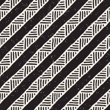 Elle çizilmiş stil etnik seamless modeli. Soyut geometrik döşeme arka plan siyah ve beyaz.