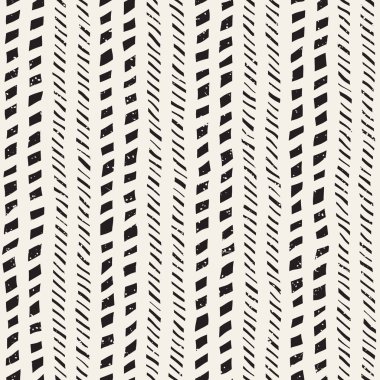 El ile Dikişsiz desen fırça darbeleriyle çizilmiş. Mürekkep doodle illüstrasyon. Geometrik tek renkli vektör desen.