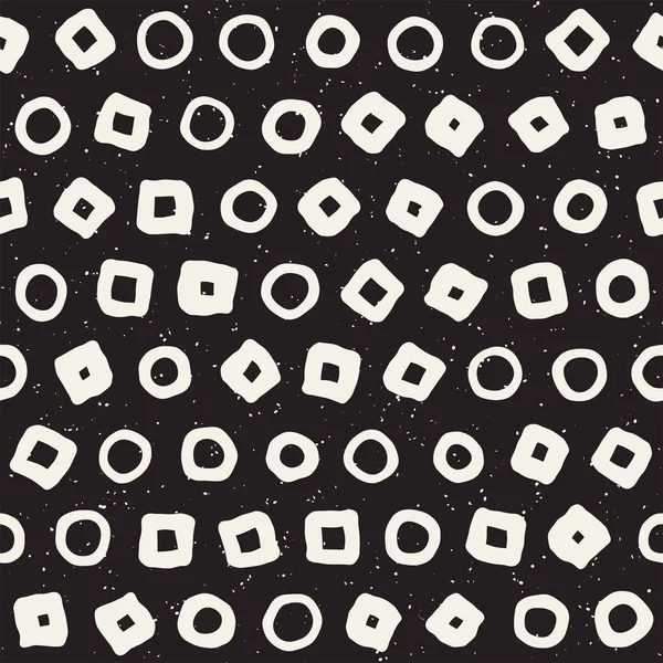 El çekilmiş siyah beyaz mürekkep soyut seamless modeli. Vektör şık grunge doku. Tek renkli şekiller boya fırça satırları dağınık